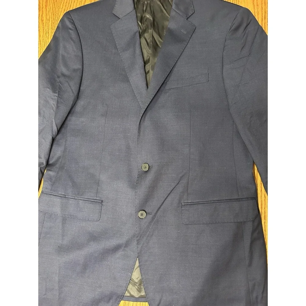 Calvin Klein Mens Blazer Career Suit Single Breasted Navy Wool 42 L